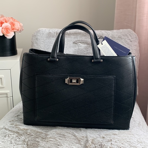 REBECCA MINKOFF | Je T’aime Work Bag Tote - Black Leather - Picture 3 of 17